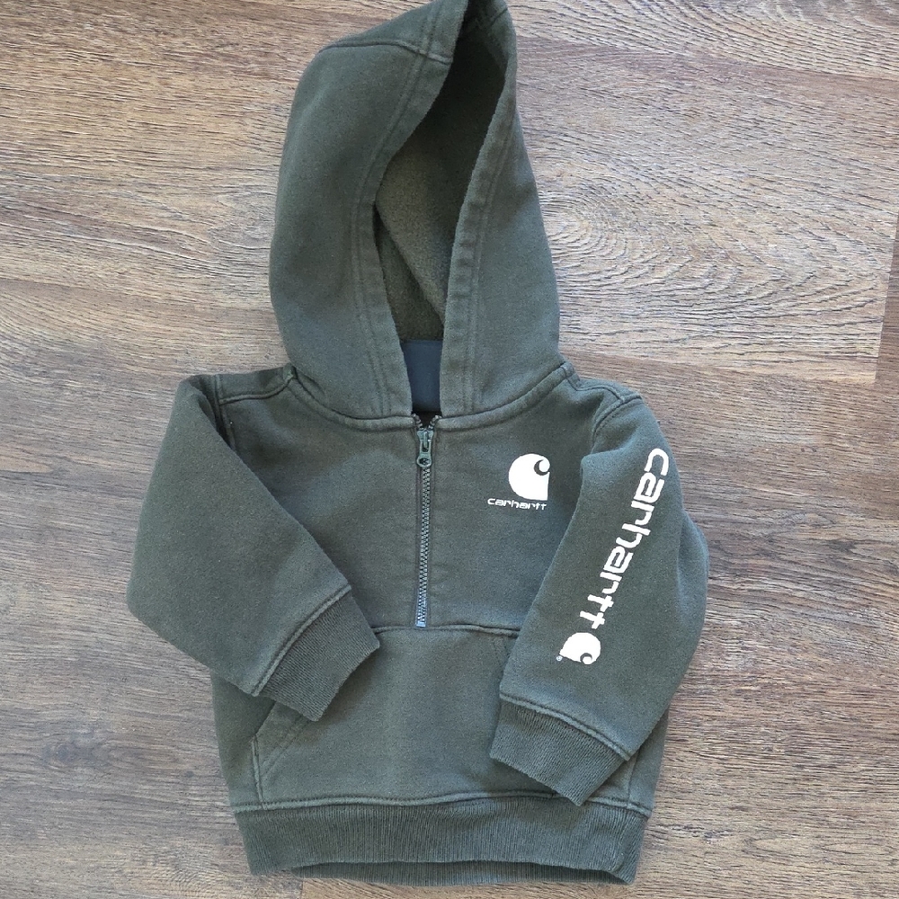 Carhartt Kids Olive Green Half-Zip Hoodie